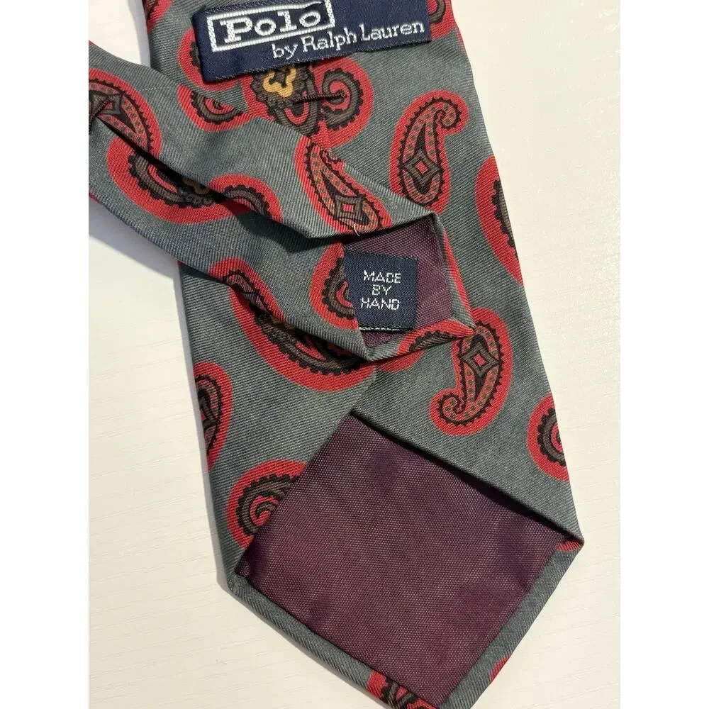 Vintage Polo Ralph Lauren Neiman Marcus Italian Silk Neck Tie (2) Handmade USA